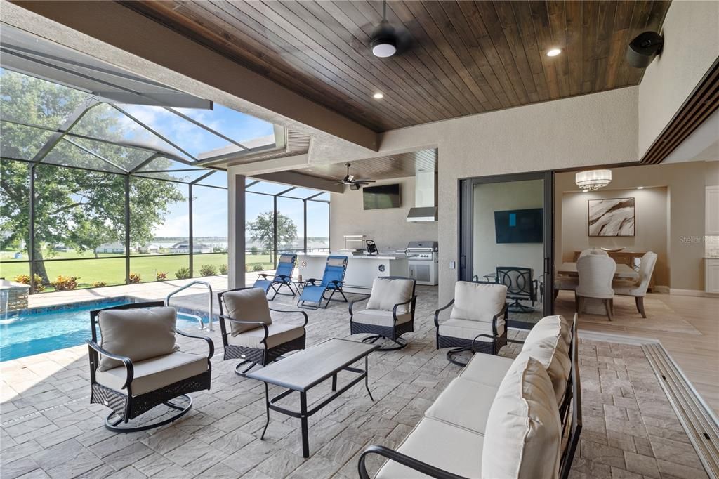 Dining room, Glass Ceilings, Interior, Pool, Recessed Lighting, Sun Room, Wooden Ceilings