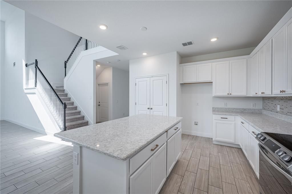 Interior, Kitchen, Recessed Lighting, Wood Texture Flooring