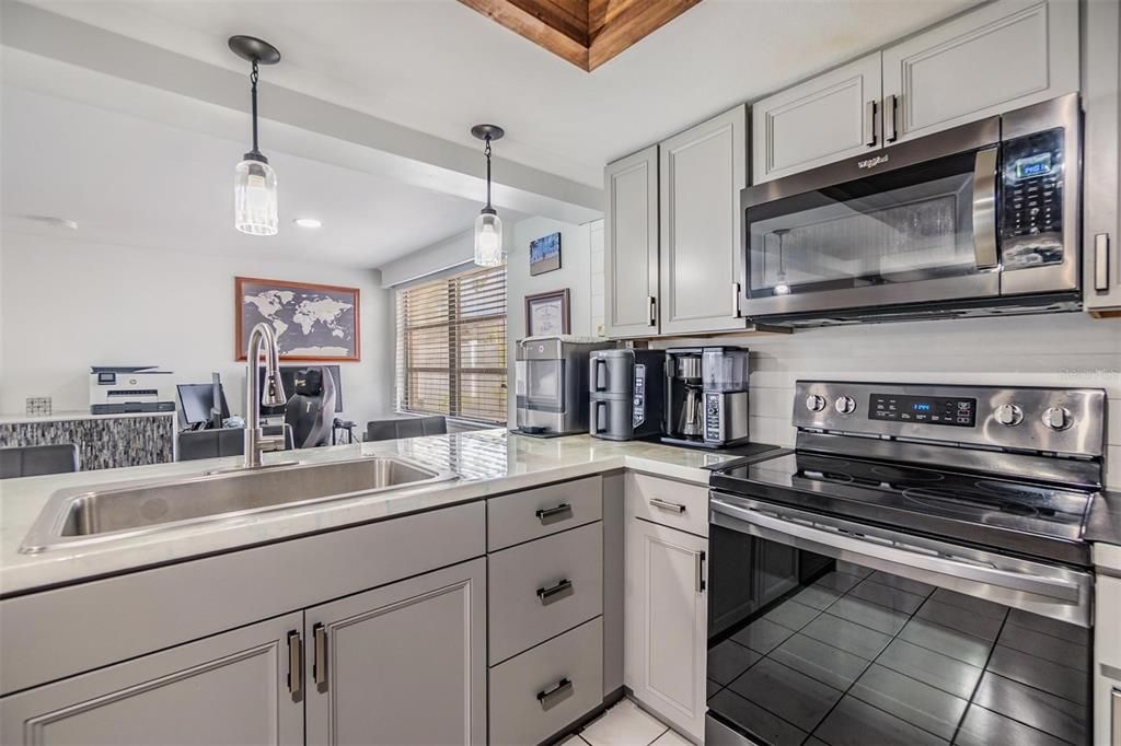 Interior, Kitchen, Pendant Lights, Recessed Lighting, Stainless Steel Appliances