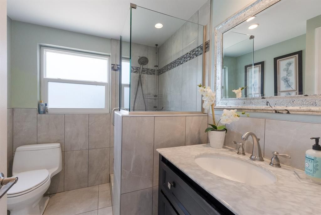 Bathroom, Glass Shower, Interior, Recessed Lighting