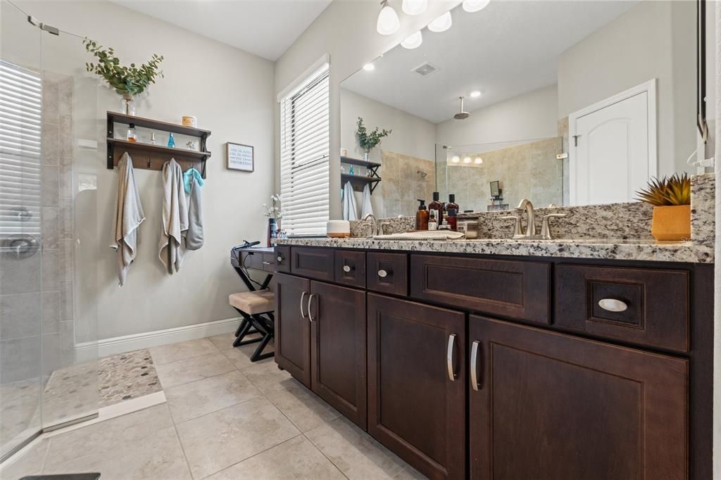 Bathroom, Dual Sink Vanities, Glass Shower, Interior