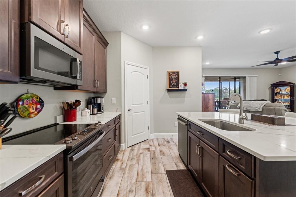 Interior, Kitchen, Recessed Lighting, Wood Texture Flooring