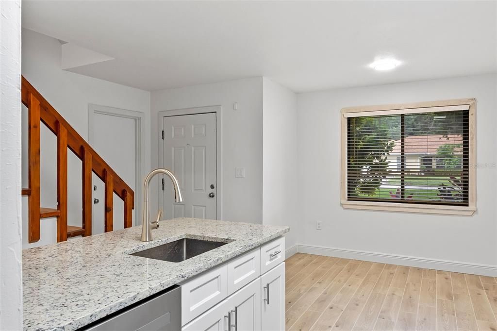 Interior, Kitchen, Recessed Lighting, Wood Texture Flooring