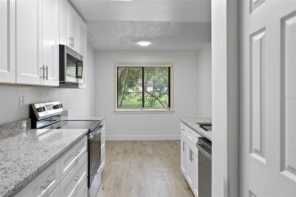 Interior, Kitchen, Recessed Lighting, Wood Texture Flooring