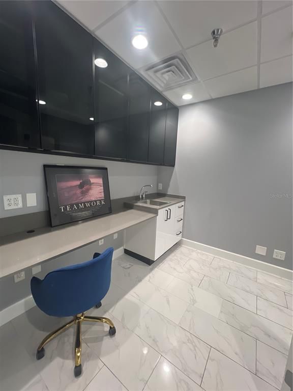Home Office, Interior, Marble, Recessed Lighting