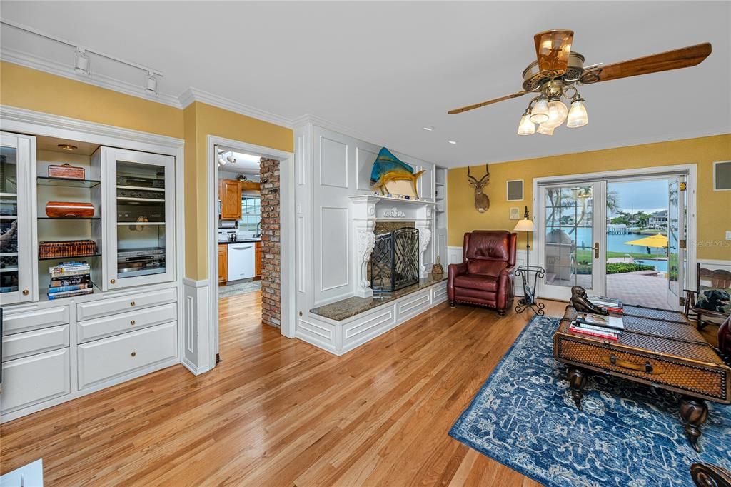 Fireplace, Interior, Recessed Lighting, Wood Texture Flooring