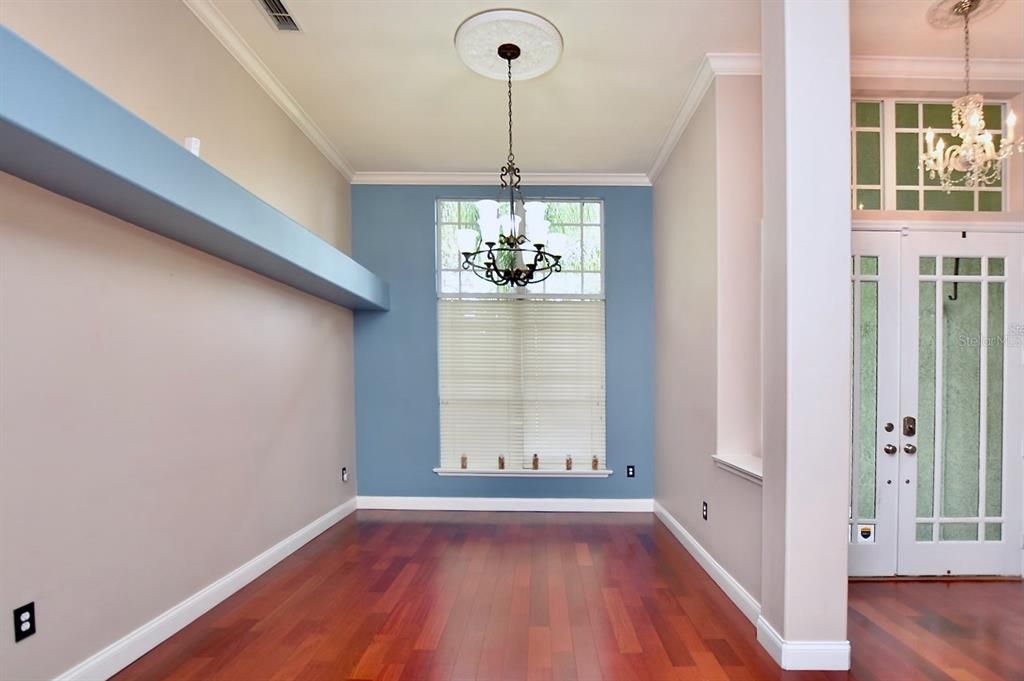 Chandelier, Empty room, Interior, Pendant Lights, Wood Texture Flooring