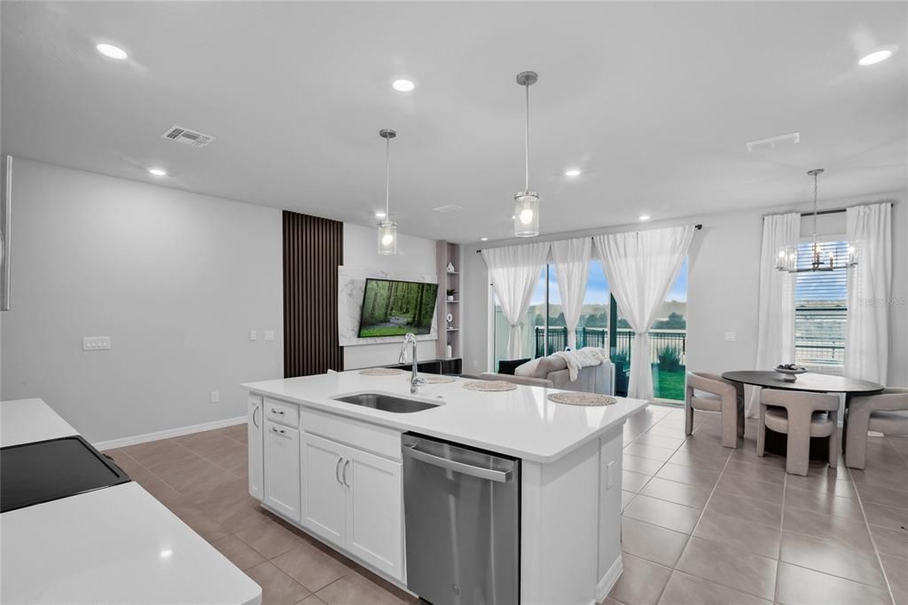 Dining room, Interior, Kitchen, Pendant Lights, Recessed Lighting