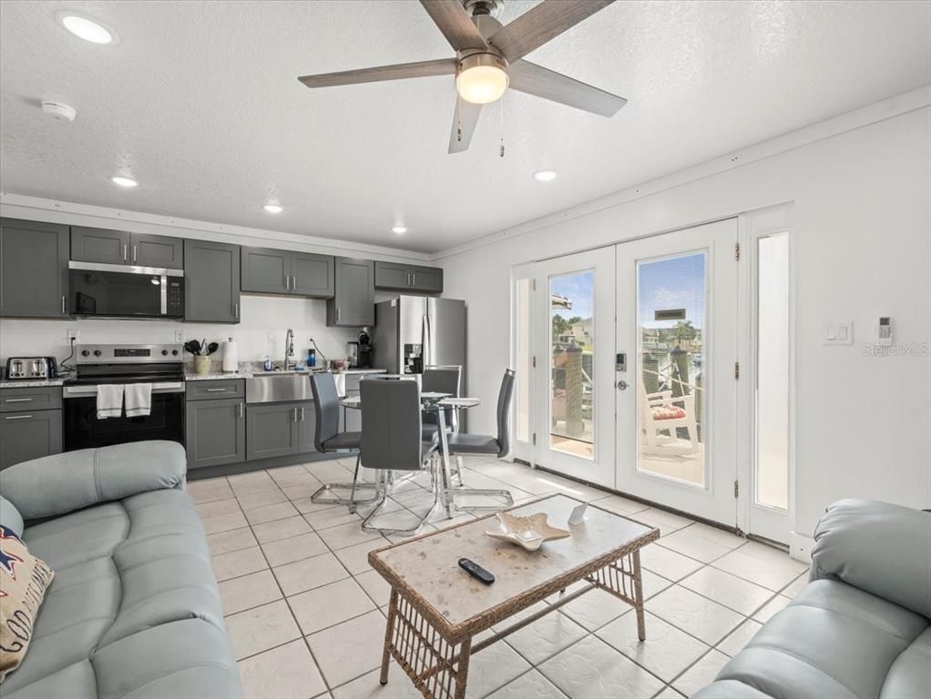 Dining room, Interior, Kitchen, Living room, Recessed Lighting, Stainless Steel Appliances