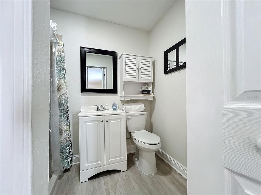 Bathroom, Interior, Washer, Wood Texture Flooring