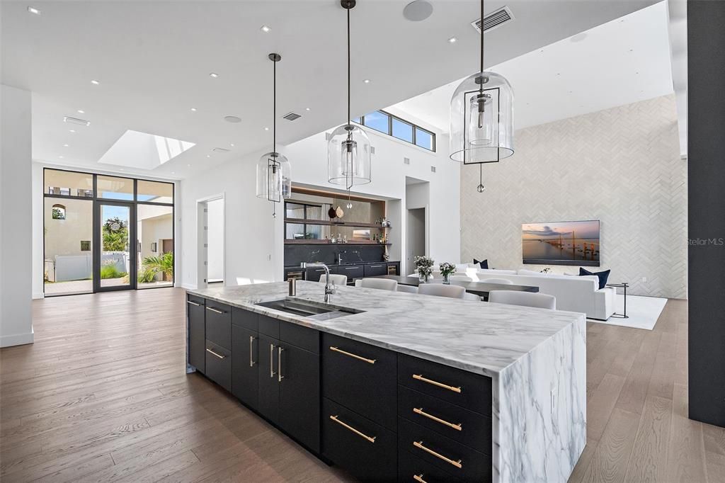Interior, Kitchen, Pendant Lights, Recessed Lighting, Wood Texture Flooring