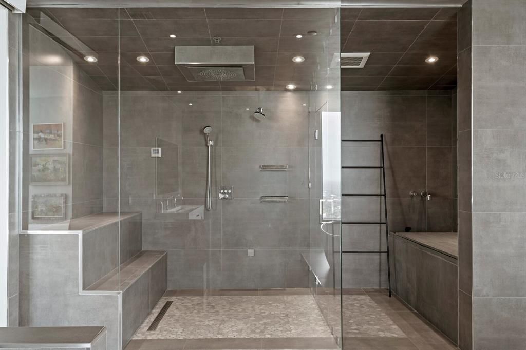 Bathroom, Glass Shower, Interior, Recessed Lighting