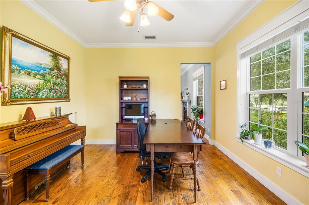 Home Office, Interior, Piano, Wood Texture Flooring
