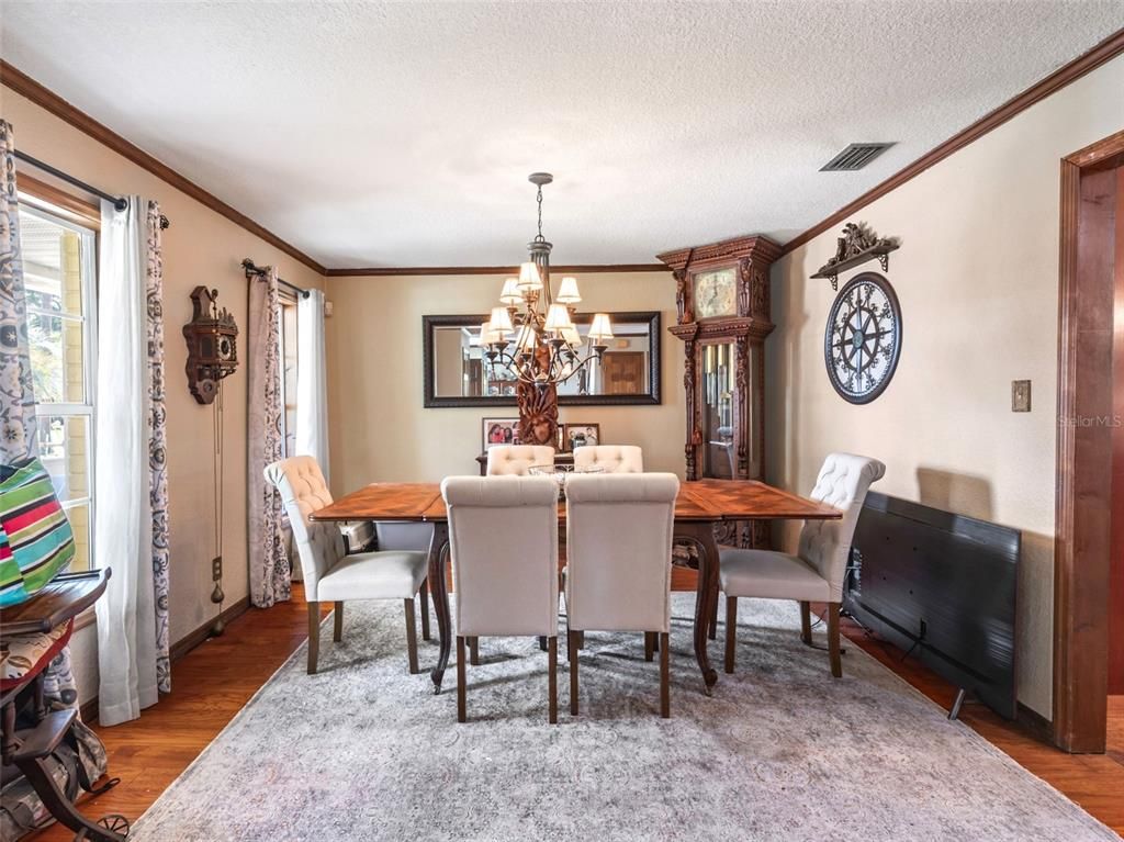 Chandelier, Dining room, Interior, Wood Texture Flooring