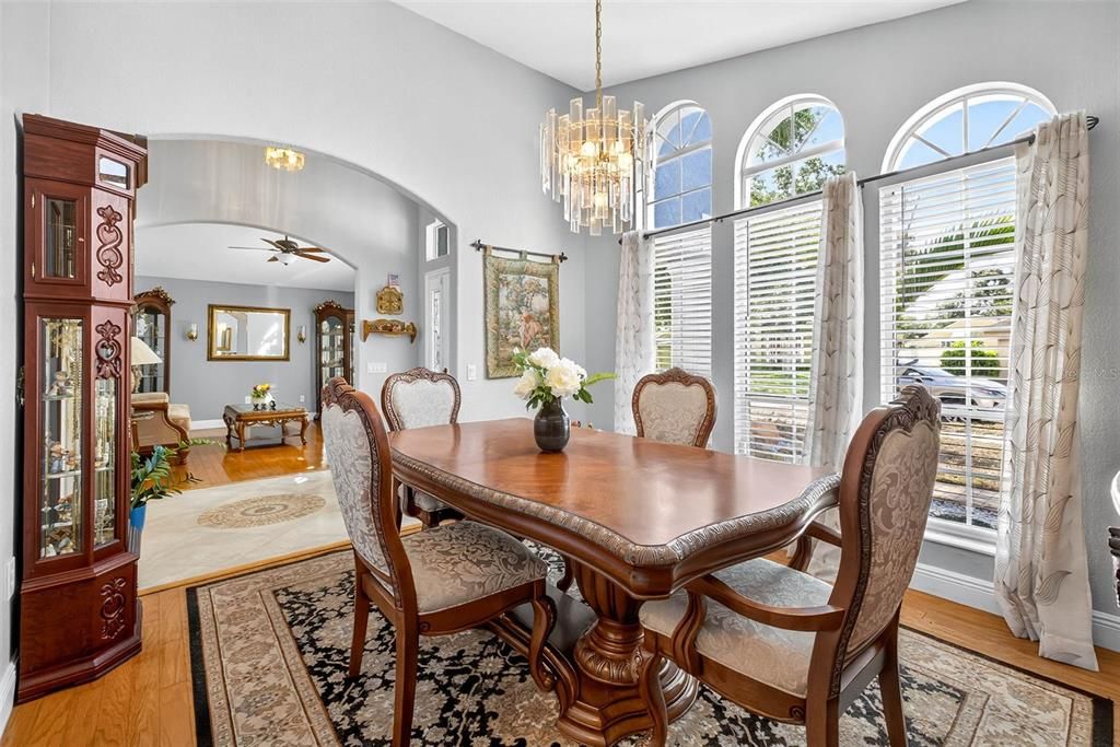 Chandelier, Dining room, Interior, Wood Texture Flooring