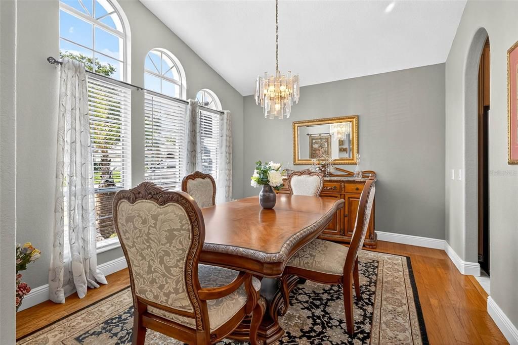 Chandelier, Dining room, Interior, Wood Texture Flooring