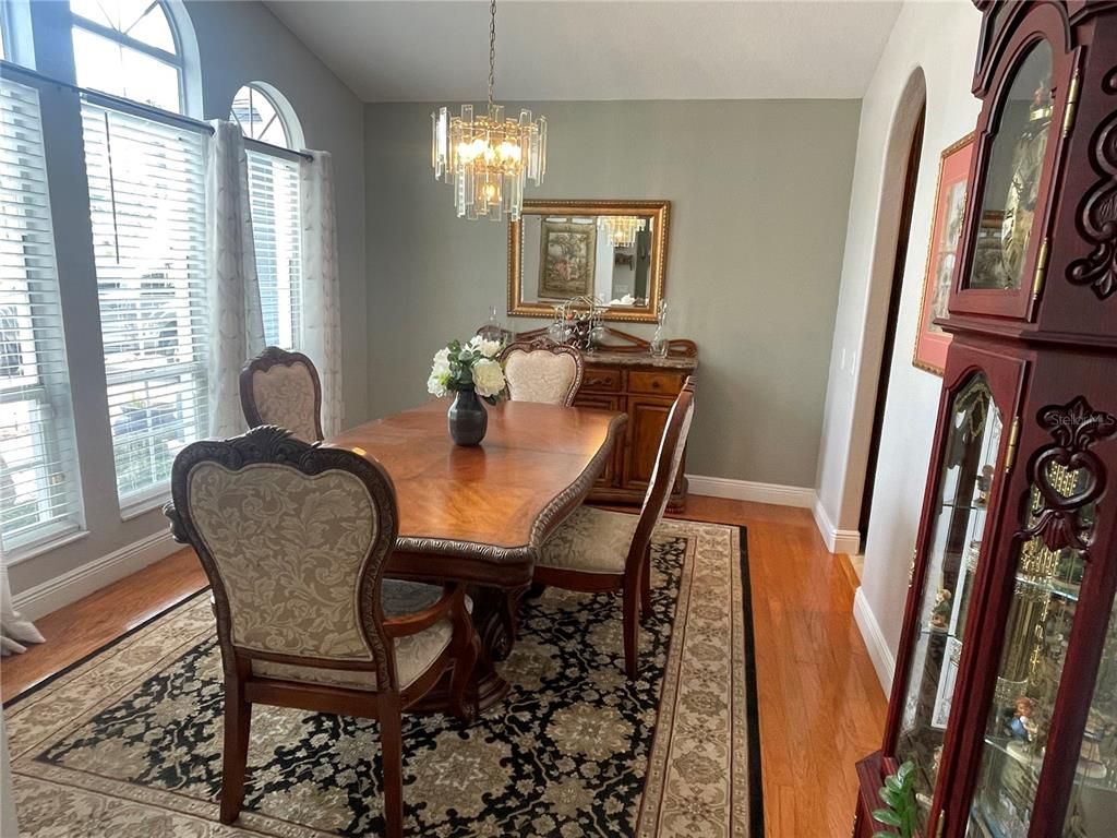 Chandelier, Dining room, Interior, Wood Texture Flooring