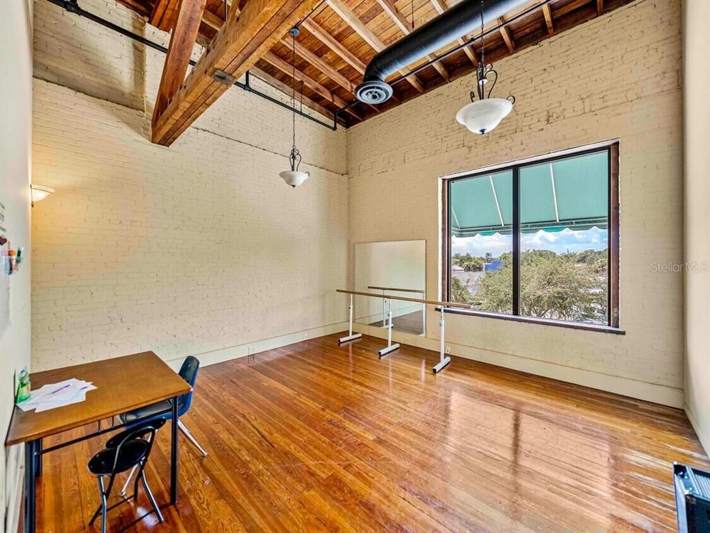 Empty room, Interior, Pendant Lights, Stone Walls, Wooden Beams, Wooden Ceilings, Wood Texture Flooring