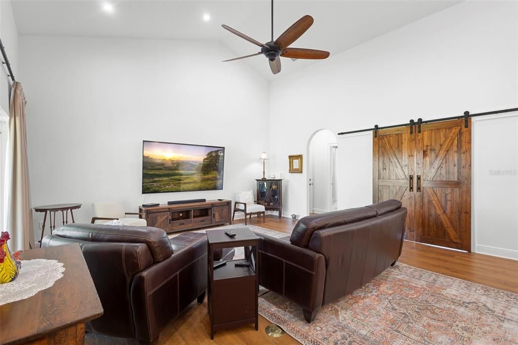 Interior, Living room, Recessed Lighting, Wood Texture Flooring