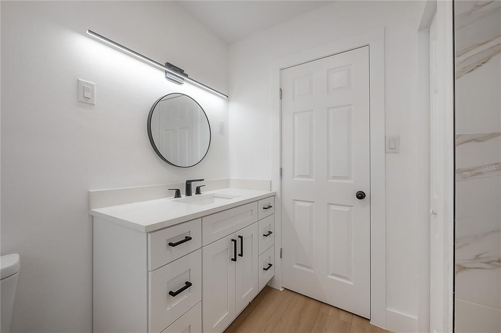 Bathroom, Dual Sink Vanities, Interior, Wood Texture Flooring