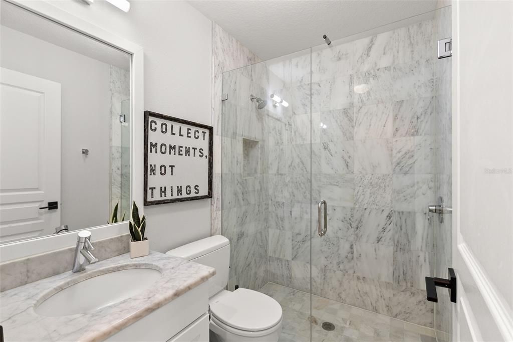 Bathroom, Glass Shower, Interior, Marble Walls