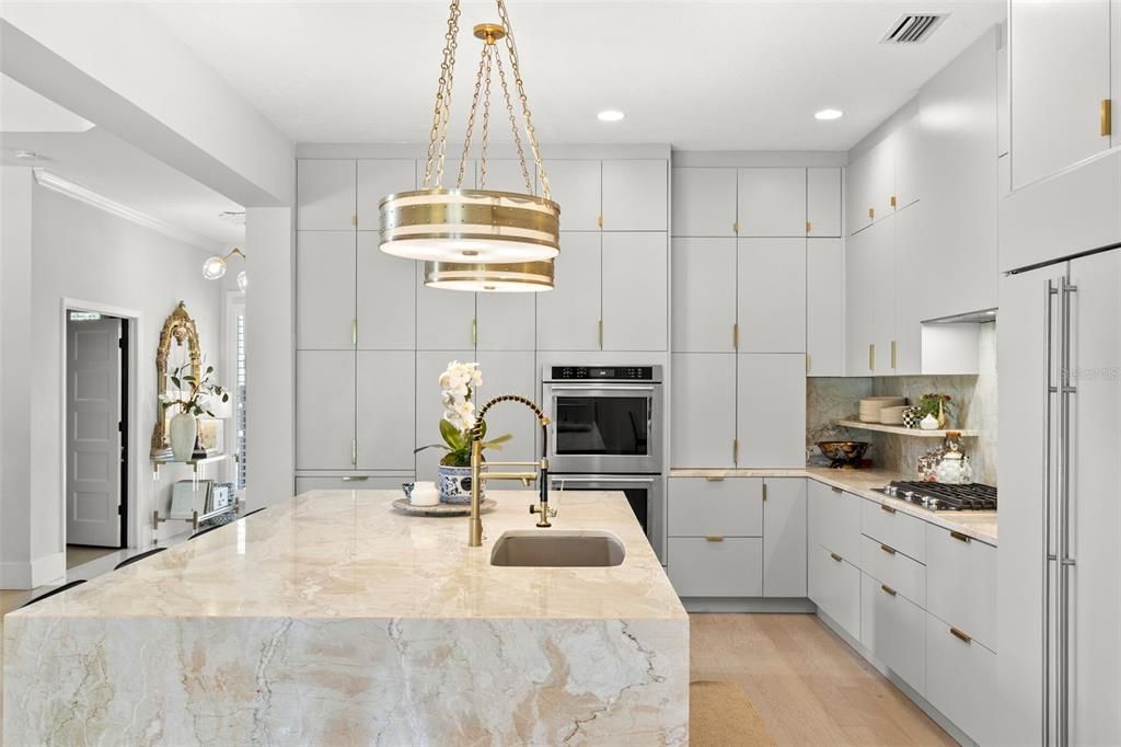 Interior, Kitchen, Pendant Lights, Recessed Lighting, Wood Texture Flooring