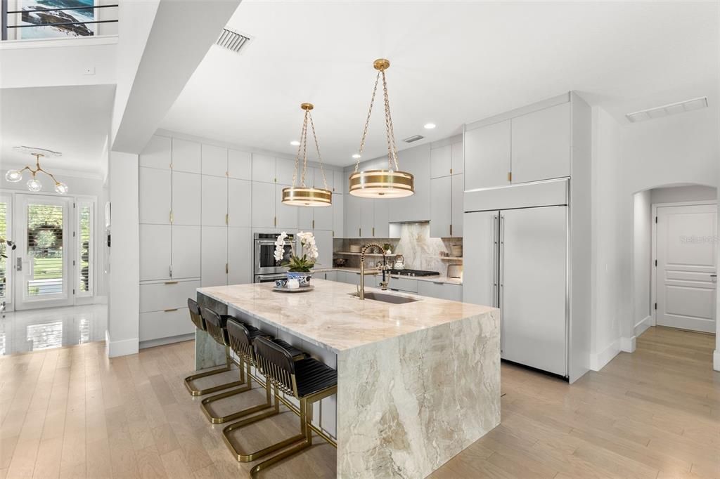 Interior, Kitchen, Pendant Lights, Recessed Lighting, Wood Texture Flooring