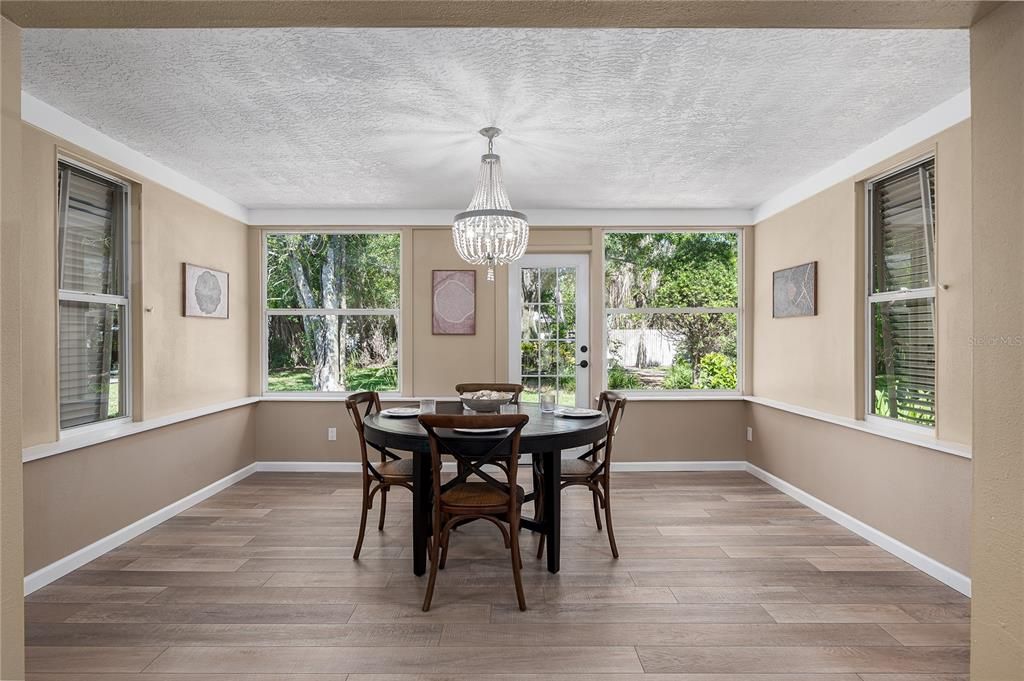 Chandelier, Dining room, Interior, Wood Texture Flooring