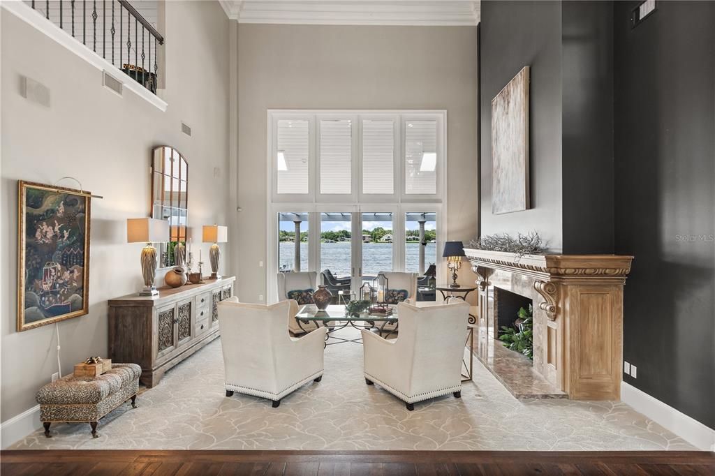 Fireplace, Interior, Living room, Water, Wood Texture Flooring