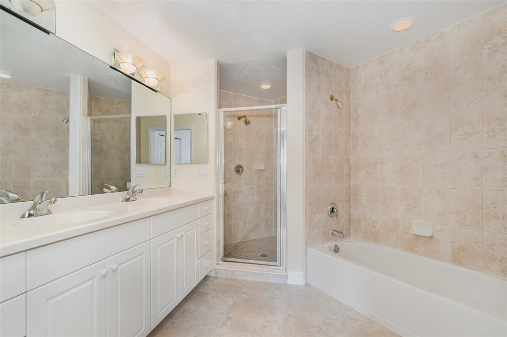 Bathroom, Dual Sink Vanities, Glass Shower, Interior, Recessed Lighting