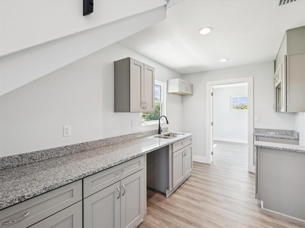 Interior, Kitchen, Recessed Lighting, Wood Texture Flooring
