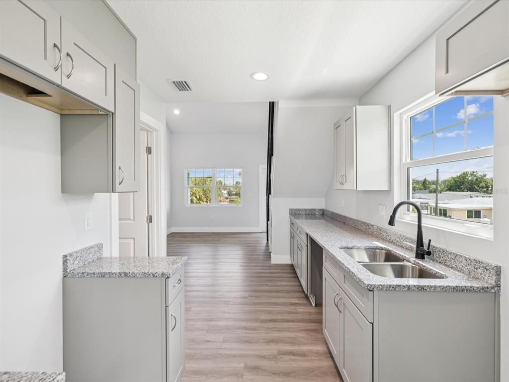 Interior, Kitchen, Recessed Lighting, Wood Texture Flooring