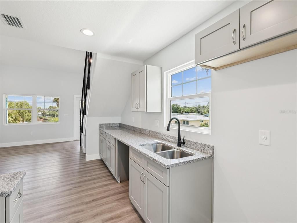 Interior, Kitchen, Recessed Lighting, Wood Texture Flooring