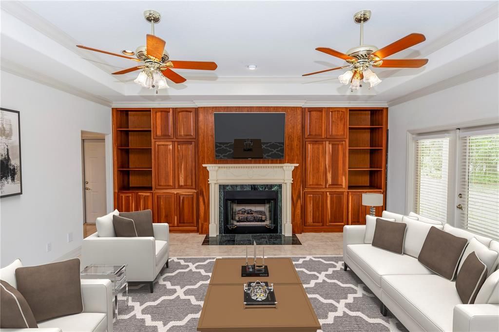 Fireplace, Interior, Living room, Recessed Lighting