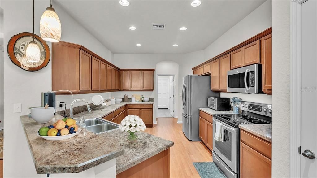 Interior, Kitchen, Recessed Lighting, Wood Texture Flooring