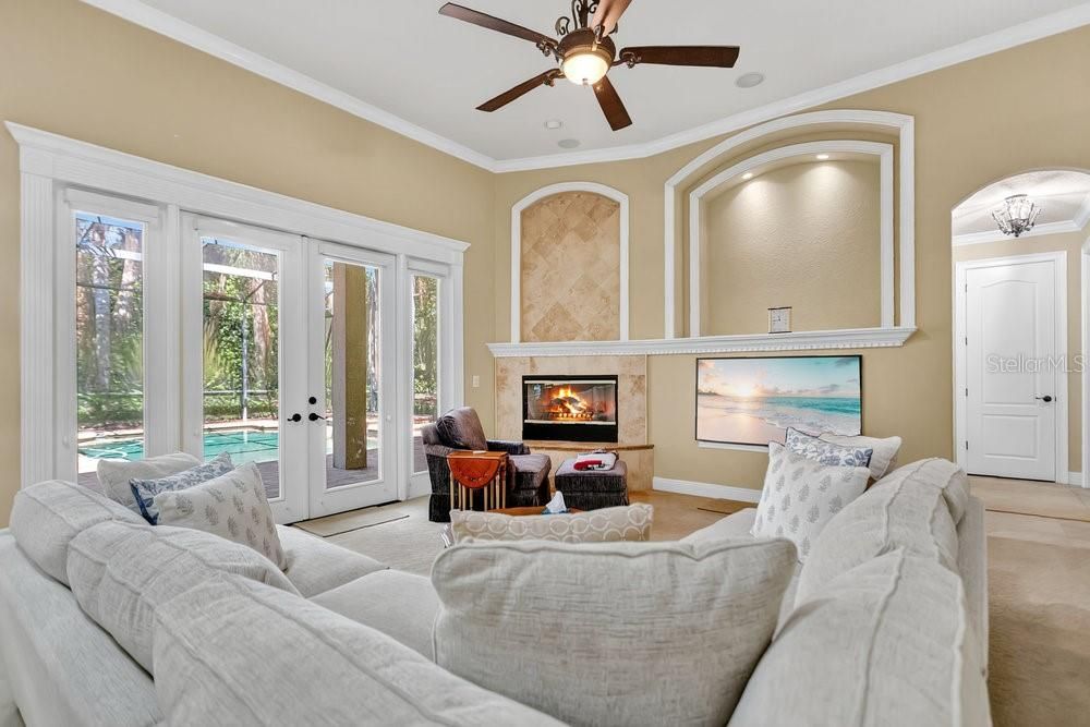 Fireplace, Interior, Living room, Recessed Lighting