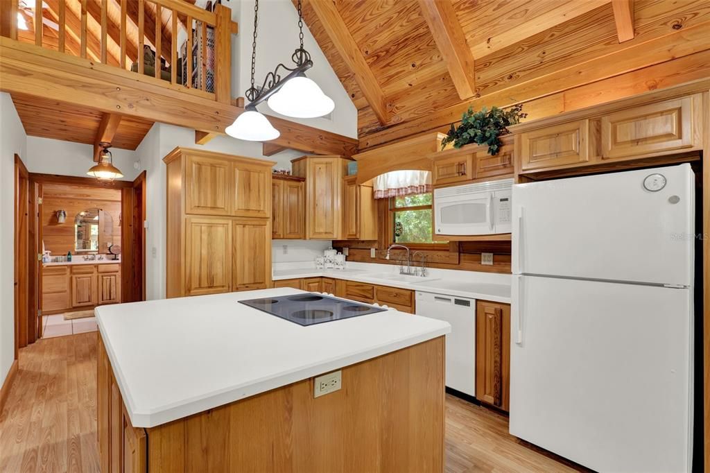 Interior, Kitchen, Pendant Lights, Wooden Beams, Wooden Ceilings, Wood Texture Flooring