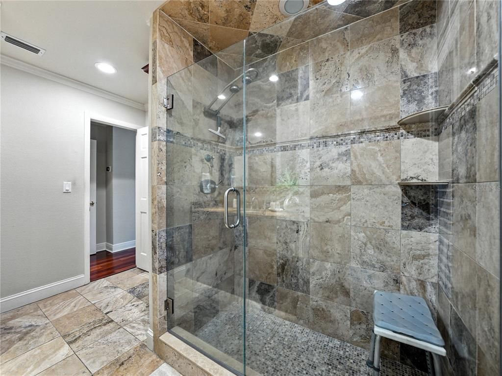 Bathroom, Glass Shower, Interior, Recessed Lighting