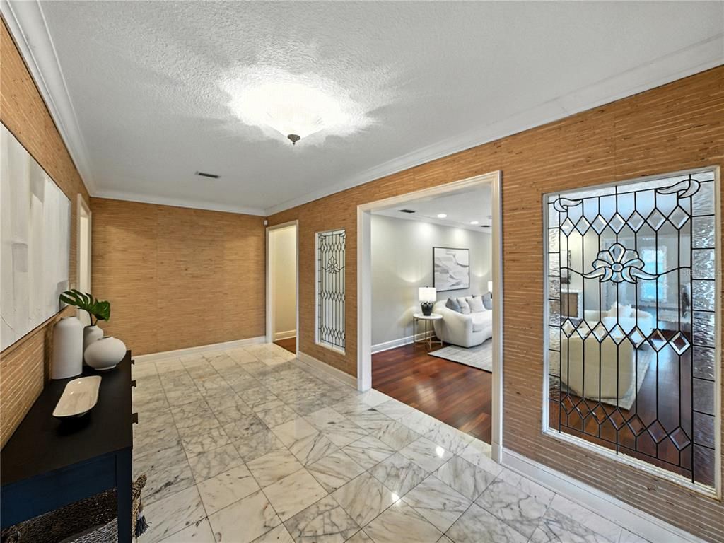 Interior, Marble, Wood Texture Flooring, Wooden Walls