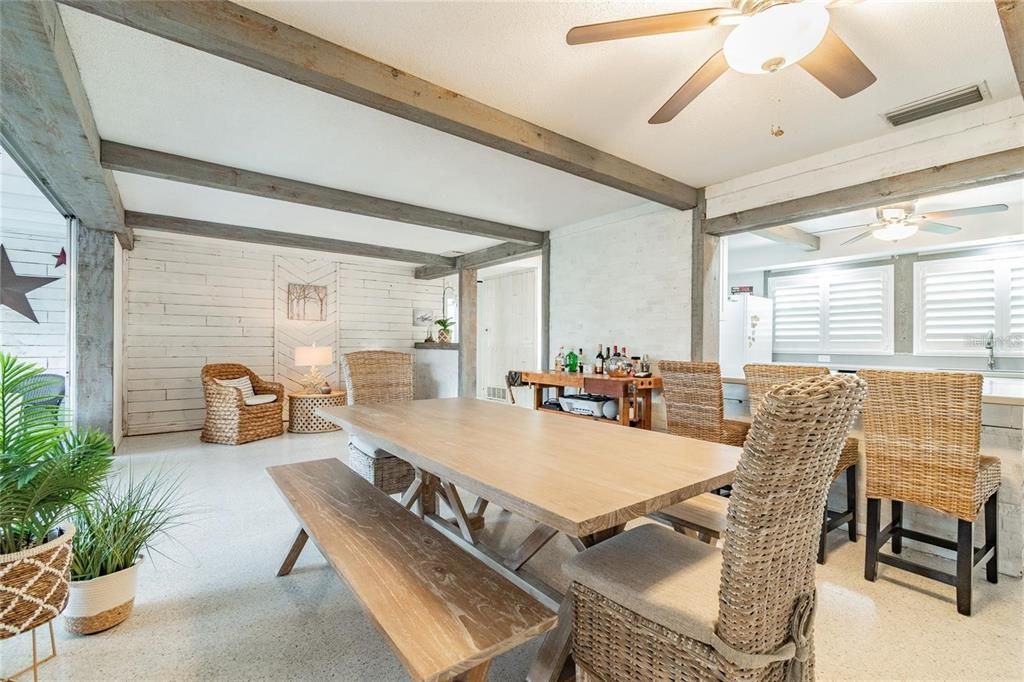 Dining room, Interior, Stone Walls, Wooden Beams