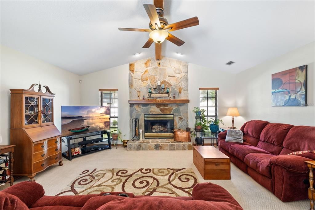 Fireplace, Interior, Living room, Stone Walls
