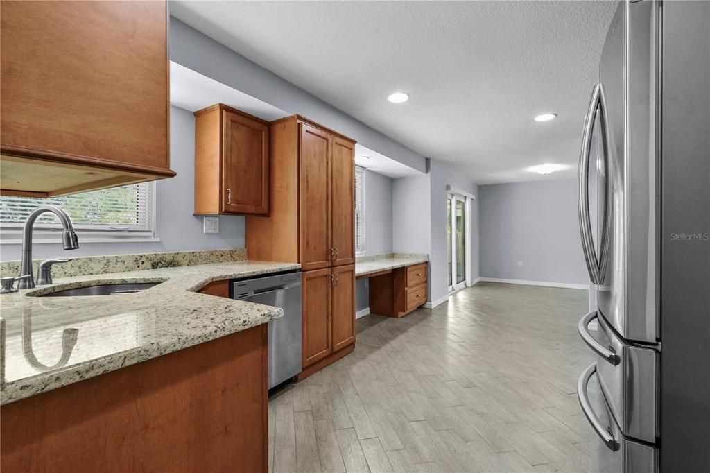 Interior, Kitchen, Recessed Lighting, Wood Texture Flooring
