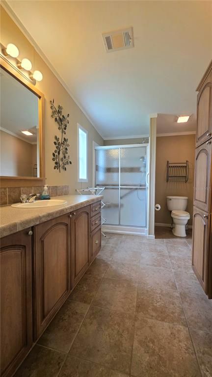 Bathroom, Dual Sink Vanities, Glass Shower, Interior, Tile Countertops