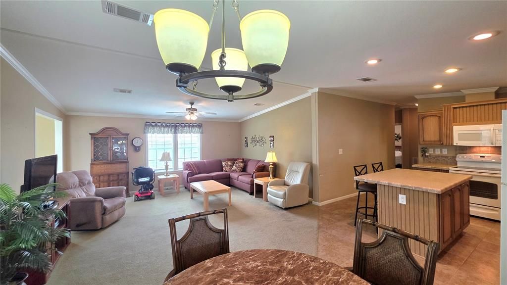 Dining room, Interior, Kitchen, Living room, Recessed Lighting, Stainless Steel Appliances