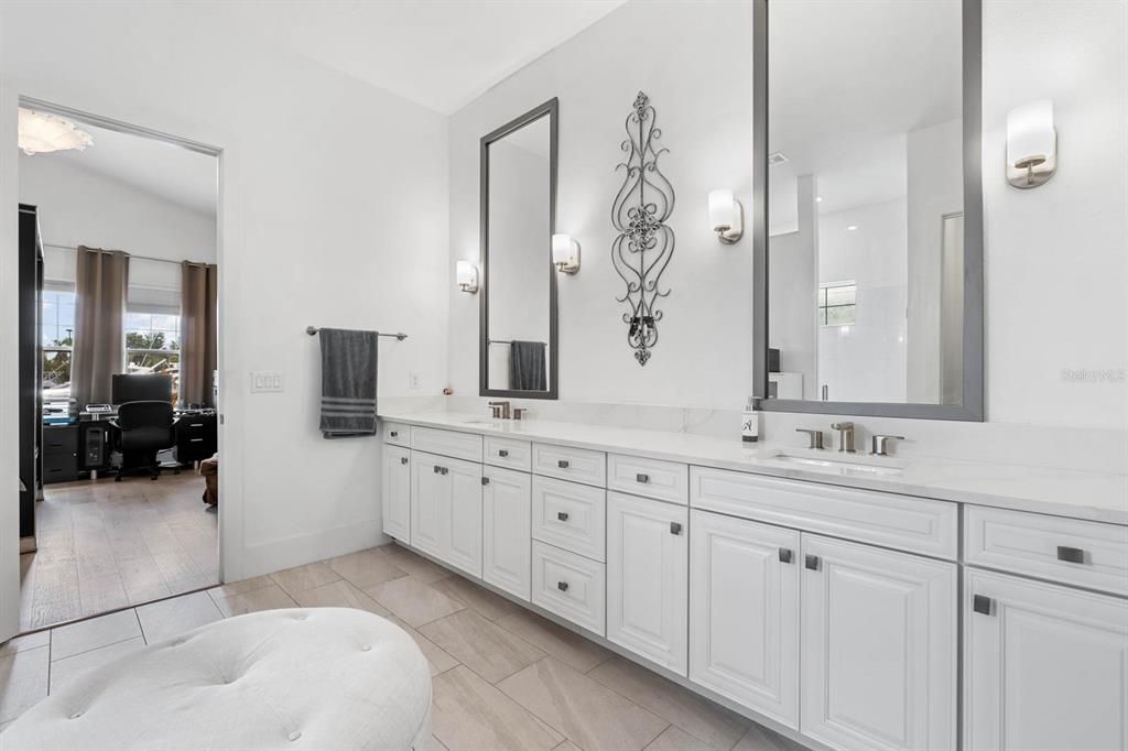 Bathroom, Dual Sink Vanities, Interior, Wood Texture Flooring