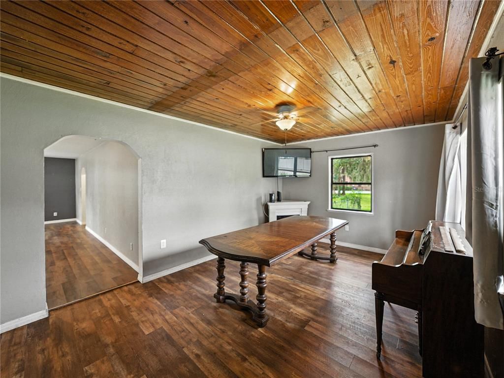 Fireplace, Interior, Piano, Wooden Ceilings, Wood Texture Flooring