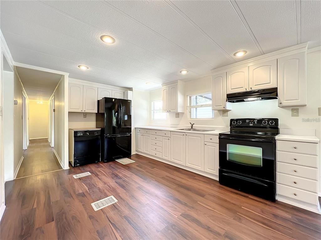 Interior, Kitchen, Recessed Lighting, Wood Texture Flooring