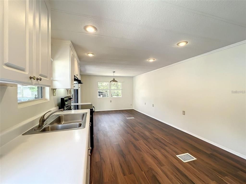 Interior, Kitchen, Recessed Lighting, Wood Texture Flooring