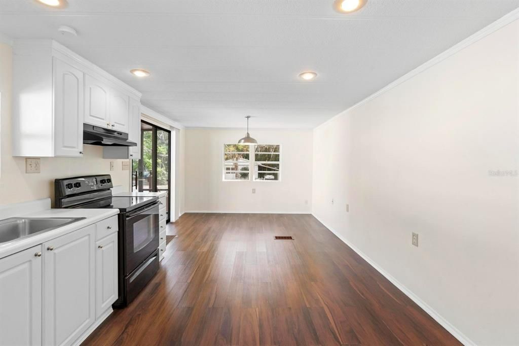 Interior, Kitchen, Pendant Lights, Recessed Lighting, Wood Texture Flooring