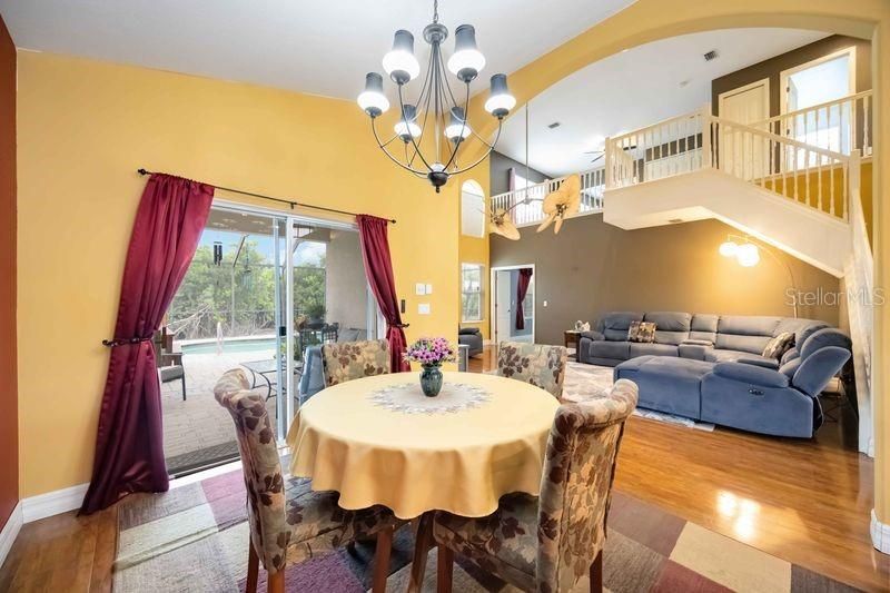 Chandelier, Dining room, Interior, Living room, Wood Texture Flooring